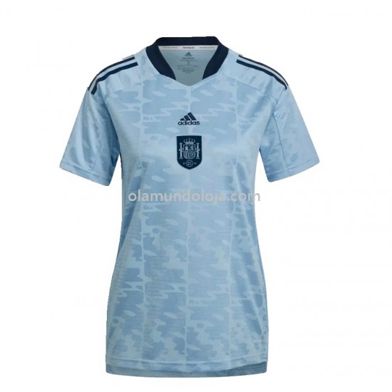 Camisola Espanha Mulher Equipamento Segundo 2022 Manga Corta